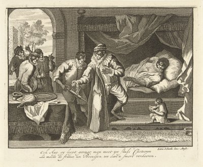 Affe auf seinem Krankenbett (Serientitel: Affenspiel in der Welt) von Leonard Schenk (possibly)