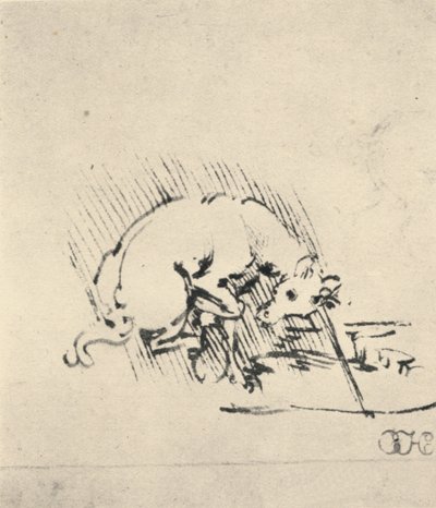 Ein Einhorn taucht sein Horn ins Wasser, um 1480, 1945 von Leonardo da Vinci