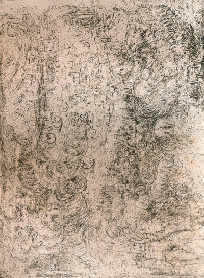 Kohlezeichnung, die eine Sintflut darstellt, aus der Königlichen Bibliothek, Windsor Castle, 1883 von Leonardo da Vinci