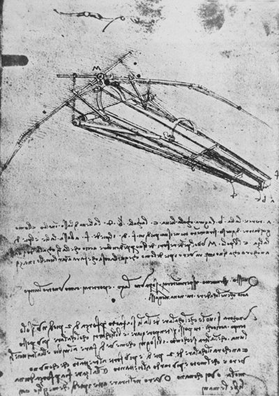 Zeichnung einer Flugmaschine, ca. 1480, 1945 von Leonardo da Vinci