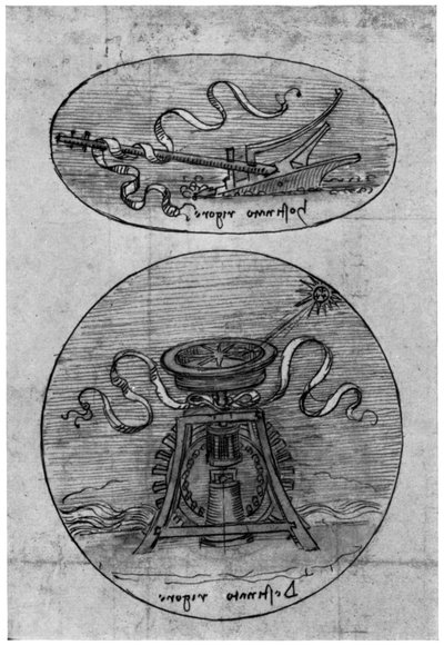 Emblem, Hostinato Rigore (Detail), spätes 15. oder frühes 16. Jahrhundert von Leonardo da Vinci