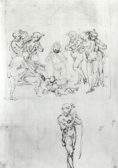 Figurstudien für die Anbetung der Könige, ca. 1481 von Leonardo da Vinci