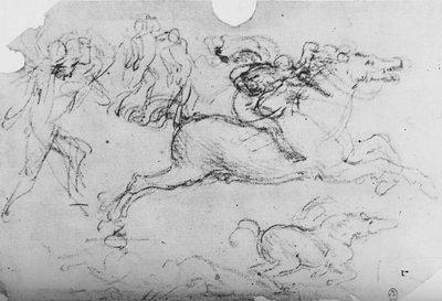 Galoppierender Reiter und andere Figuren, um 1480 von Leonardo da Vinci