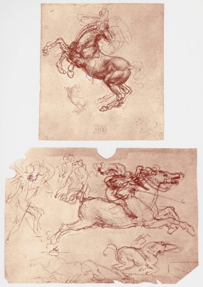 Pferd aufbäumend, und Reiter und Fußsoldaten, um 1504 von Leonardo da Vinci