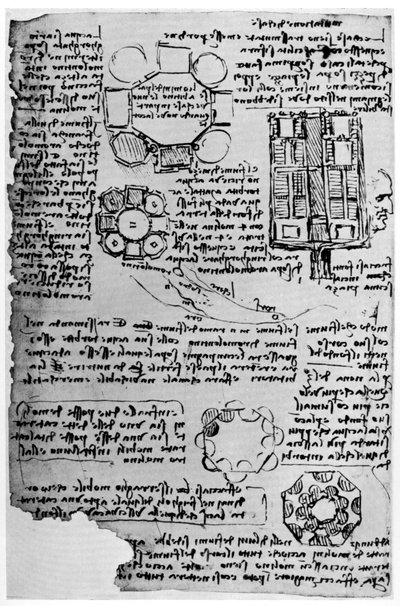 Skizze für Schloss Romorantin, 1517-1518, 1954 von Leonardo da Vinci