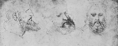 Studien des Kopfes von Cesare Borgia aus drei Blickwinkeln, um 1480 von Leonardo da Vinci