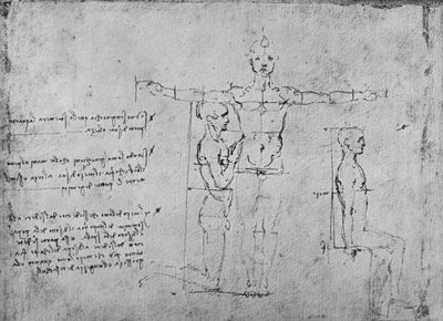 Studien der Proportionen von drei Figuren von Leonardo da Vinci