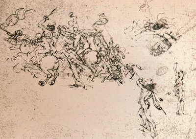 Studie für den Karton der Schlacht von Anghiari, ca. 1472-ca. 1505 von Leonardo da Vinci