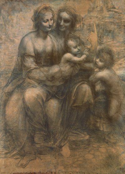 Die Jungfrau und das Kind mit der heiligen Anna und dem kleinen Johannes dem Täufer, ca. 1499-1500 von Leonardo da Vinci
