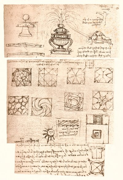 Drei Architekturzeichnungen, ca. 1472-1519, 1883 von Leonardo da Vinci