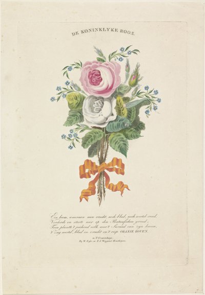 Rosen mit Silhouettenporträts von Willem I Frederik, König der Niederlande, Wilhelmina von Preußen, ihren Kindern, seinen Eltern und seiner Schwester von Leonardus Schweickhardt