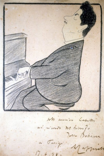 Porträt von Giacomo Puccini (1858-1924), italienischer Komponist. Karikatur von Leonetto Cappiello von Leonetto Cappiello