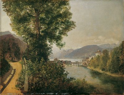 Blick von der Traun bei Gmunden auf den Traunsee von Leopold Blonder