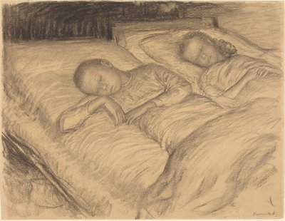 Die Kinder des Künstlers Wolf und Anna schlafen, um 1900 von Leopold Karl Walter von Kalckreuth