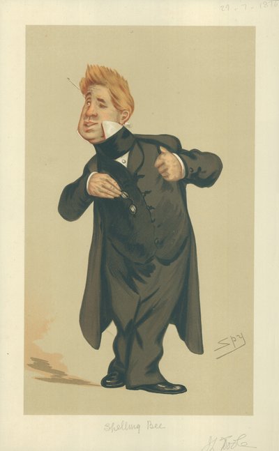 Mr. John Laurence Toole, Spelling Bee, 29. Juli 1876, Vanity Fair Karikatur von Leslie Matthew Ward