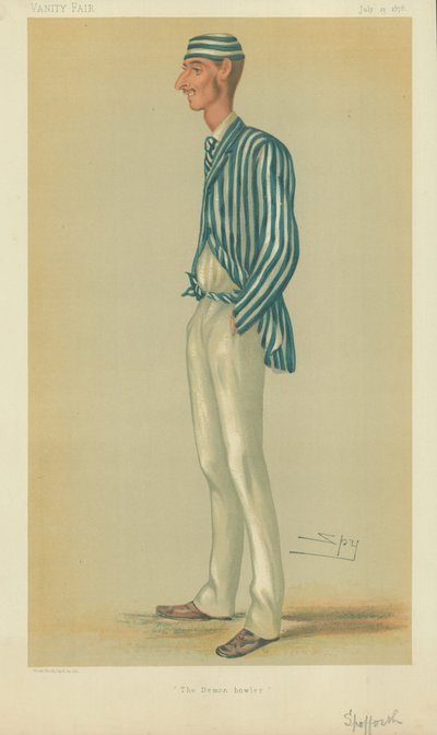 Mr. Markham Spofforth, der Dämonenbowler, 13. Juli 1878, Vanity Fair Karikatur von Leslie Matthew Ward