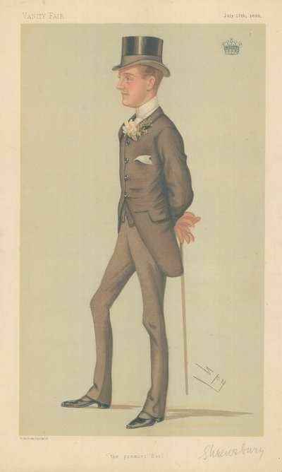 Der Earl von Shrewsbury und Talbot, Der Premier Earl, 17. Juli 1880, Vanity Fair Karikatur von Leslie Matthew Ward