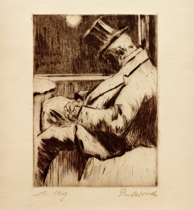 Morgenstimmung: Eingeschlafener Herr mit Zylinder von Lesser Ury