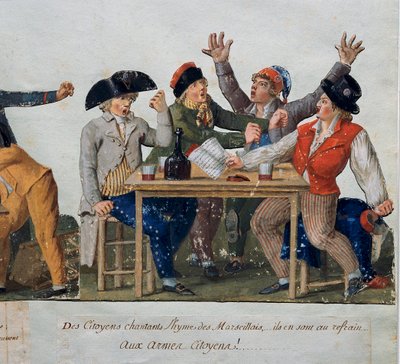 Französische Revolution: Bürger singen die Marseillaise. Gravur der Brüder Lesueur (18. Jahrhundert) von Lesueur Brothers