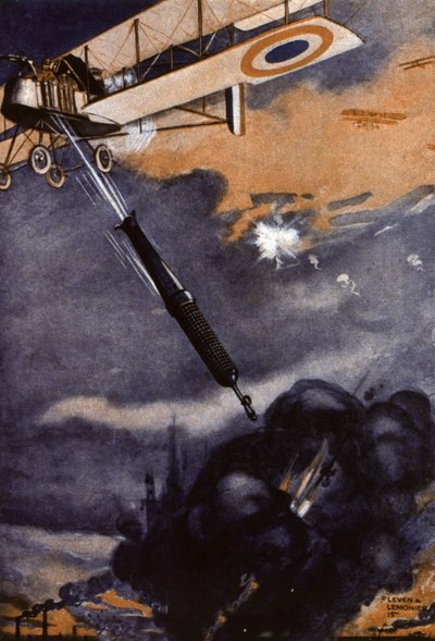 Erster Weltkrieg: Bombe von einem Flugzeug abgeworfen von Leven & Lemonier