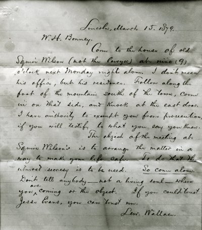 Brief von Lew Wallace an W. H. Bonney (1860-81) 15. März 1879 von Lew Wallace