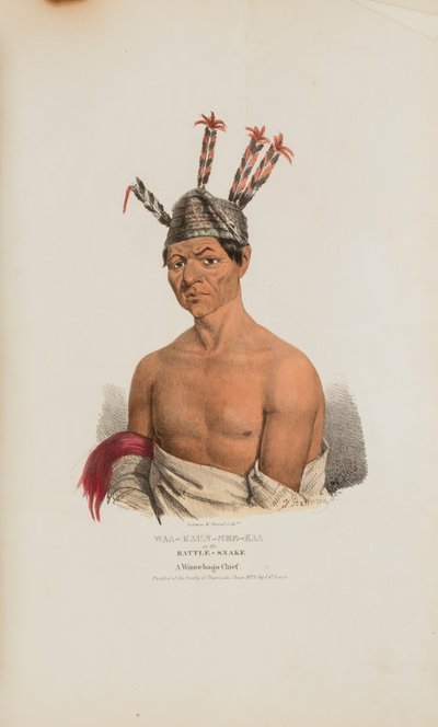WAA-KAUN-SEE-KAA oder die Klapperschlange; Ein Winnebago-Häuptling, aus dem Aboriginal Portfolio von Lewis, James Otto
