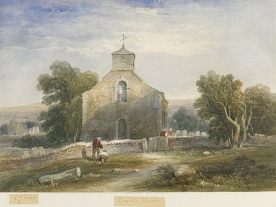Onecote Kirche: Aquarell, undatiert [um 1830-1840] von Lewis John Wood