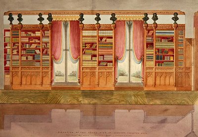 Ansicht der Südseite der Bibliothek, Snelston Hall, Derbyshire von Lewis Nockalls Cottingham