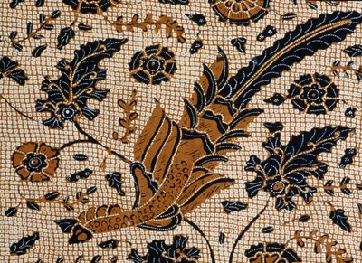 Batik mit traditionellem Design namens Peksi Podang, Surakarta, Java, Indonesien (Detail) von Unbekannt Unbekannt