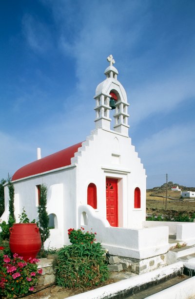 Kirche auf der Insel Mykonos, Kykladeninseln, Griechenland (Foto) von Unbekannt Unbekannt