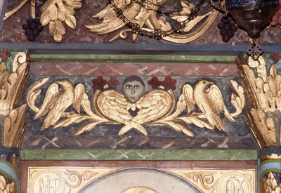 Dekoration, Detail der Ikonostase in der byzantinischen Kirche St. Georg, Anidri, Kreta, Griechenland von Unbekannt Unbekannt
