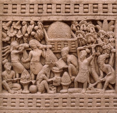 Detail der Ostseite der Stupa I in Sanchi (UNESCO-Welterbeliste) von Unbekannt Unbekannt