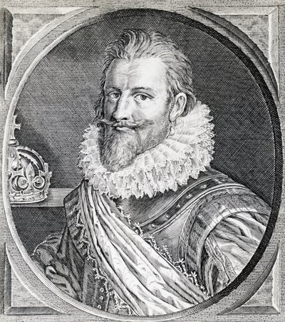 Porträt von Christian IV., König von Dänemark und Norwegen, Gravur von Unbekannt Unbekannt