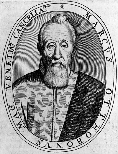Porträt von Marco Ottoboni (1554-1649), Großkanzler von Venedig, Gravur von Unbekannt Unbekannt