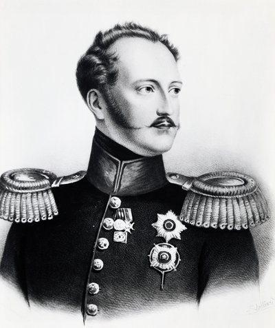 Porträt von Nikolaus I. Romanow (1796-1855), Zar von Russland von 1825 bis 1855, Gravur von Unbekannt Unbekannt