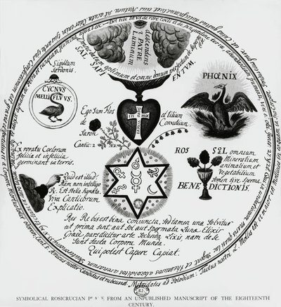 Symbole der Rosenkreuzer, Zeichnung aus einem Manuskript des 18. Jahrhunderts, Frankreich von Unbekannt Unbekannt