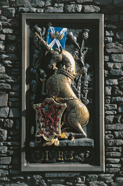 Einhorn, heraldisches Wappen an der Fassade des Holyrood-Palastes, Edinburgh, Schottland, Vereinigtes Königreich von Unbekannt Unbekannt
