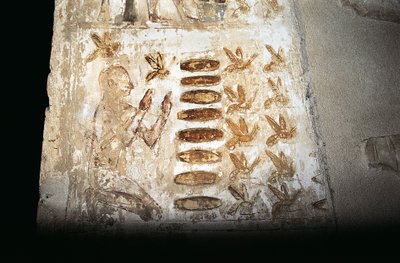 Wandmalerei, die eine Szene der Bienenzucht darstellt, auf einer Säule des Hypäthralhofs, aus dem Grab von Pabasa, Asasif (Foto) von Unbekannt Unbekannt
