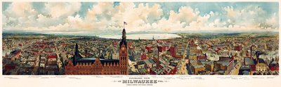 Panoramablick auf Milwaukee, Wis. Vom Rathausturm aus aufgenommen / The Gugler Lithographic Co von Library of Congress