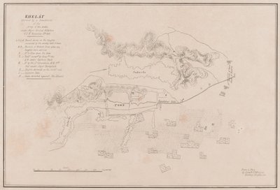 Skizze der Festung Ghuznee. Am 23. Juli 1839 im Sturm erobert von Lieutenant Thomas (after) Wingate