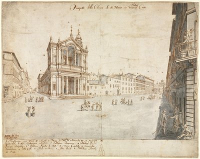 Achtzehn Ansichten von Rom: Santa Maria in Via Lata, 1665 von Lievin Cruyl