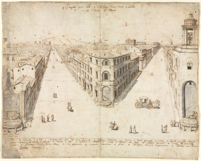 Achtzehn Ansichten von Rom: Die Quattro Fontane in Richtung Monte Cavallo von Lievin Cruyl
