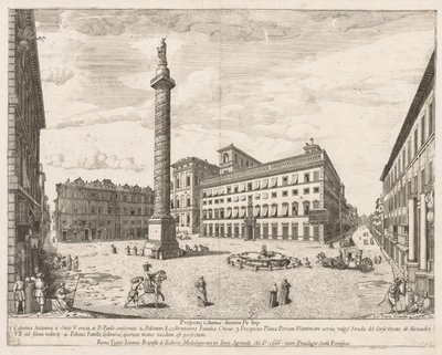 Piazza Colonna aus "Prospectus Locurum Urbis Romae Insign[ium]" von Lievin Cruyl