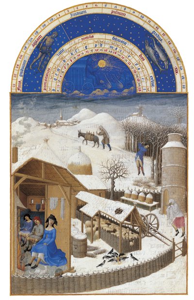 Februar Les Très Riches Heures du duc de Berry, 1412-1416 von Limbourg Brothers