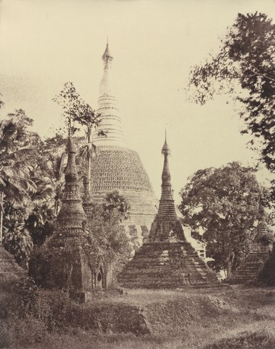 Rangoon: Nahansicht der Shwe-Dagon-Pagode, November 1855 von Linnaeus Tripe