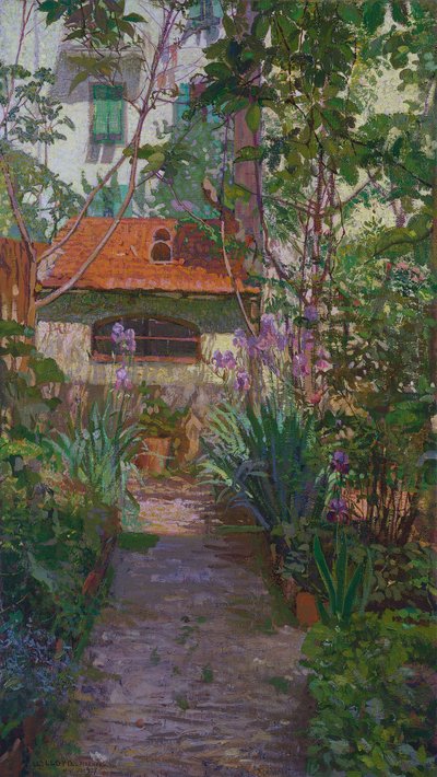 Der Triptychon oder Garten in Blüte (Seitenpaneel) (1907) von Llewelyn Lloyd