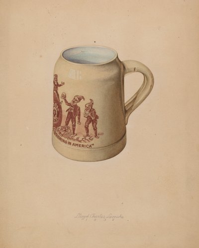 Steingut-Bierkrug von Lloyd Charles Lemcke