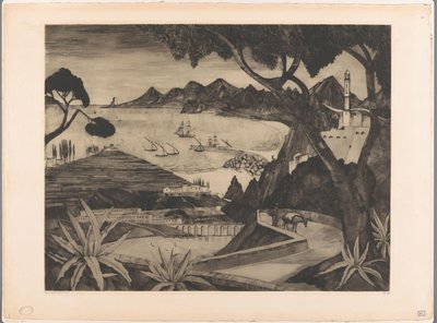 Berglandschaft mit Bucht auf Korsika von Lodewijk Schelfhout (signed by artist)