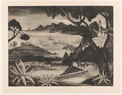 Berglandschaft mit Bucht auf Korsika von Lodewijk Schelfhout (signed by artist)