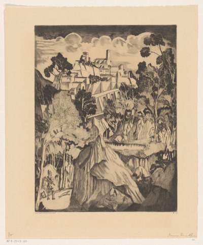Hügellandschaft mit Jäger von Lodewijk Schelfhout (signed by artist)